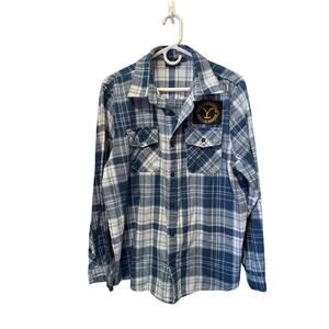 Yellowstone Men’s Dutton Ranch Plaid Button Up Flannel Shirt Size L